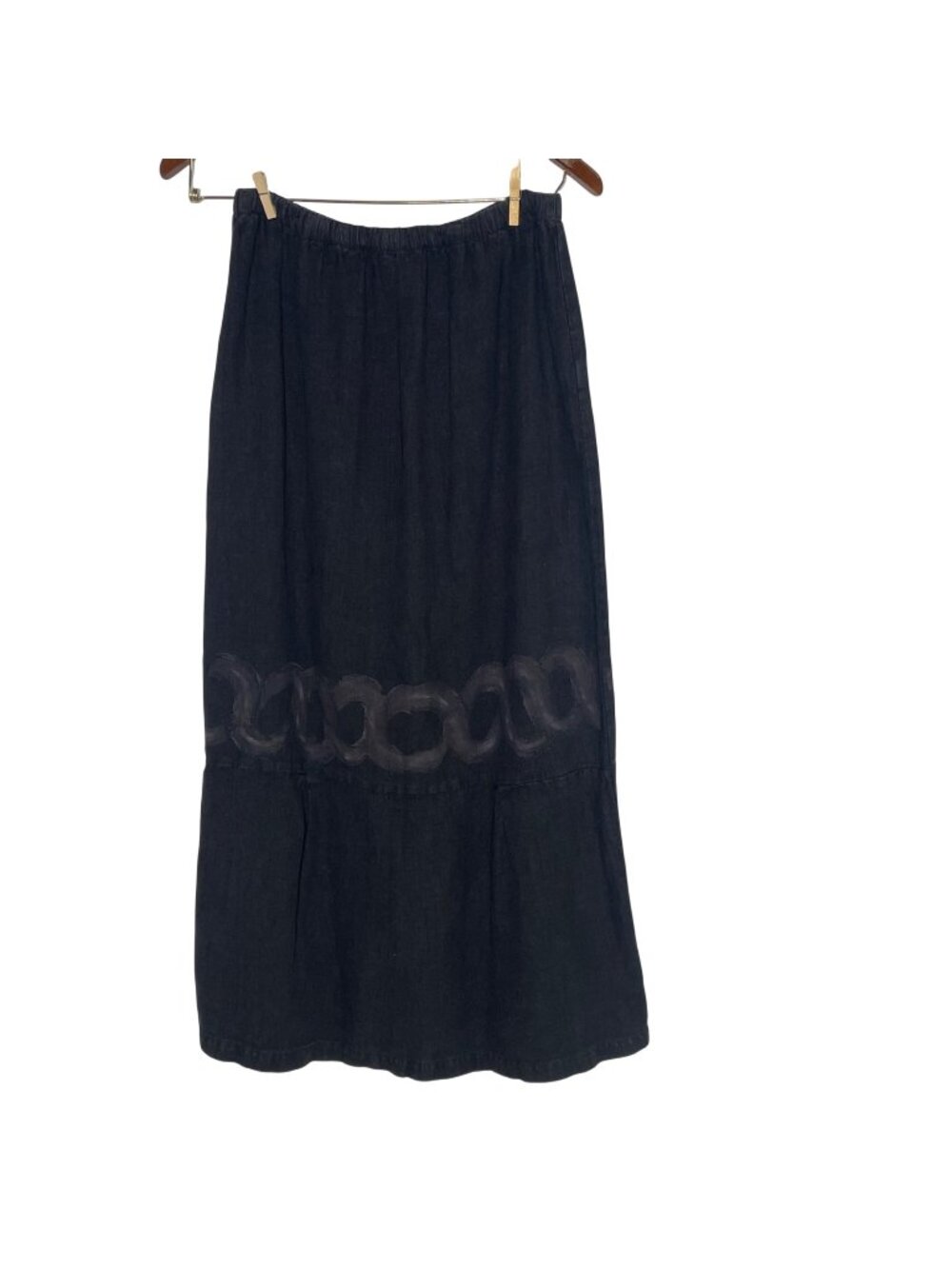 Blue Fish Hemp Circle Design Lace Up Maxi Skirt Sz M/L Artsy Lagenlook Long